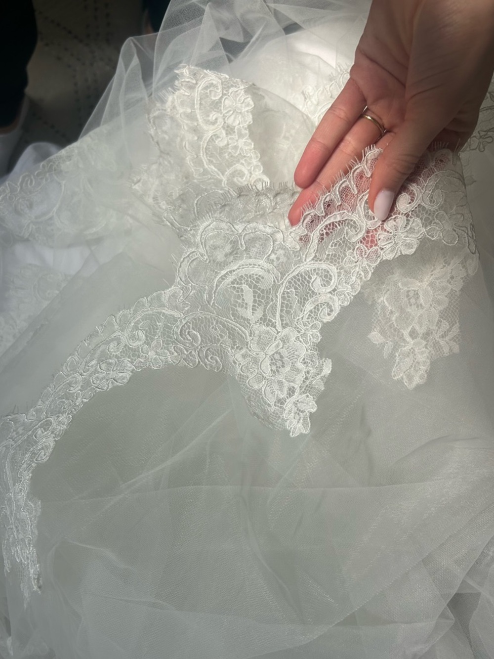 Cathedral Length Lace Trim Veil – Classic Ivory Bridal Veil - Picture 5 of 5